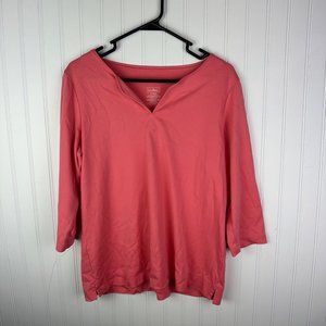 LL Bean Pink top size large 100%‎ supima cotton
